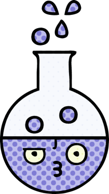 Bir insan tarafından çizilmiş bir test tüpünün çizgi romanı.