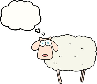 Bir insan tarafından çizilmiş serbest çizim balon karikatür koyunu.