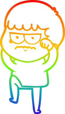 Gökkuşağı gradyan çizgi çizimi Bir insan tarafından çizilmiş rahatsız bir adam