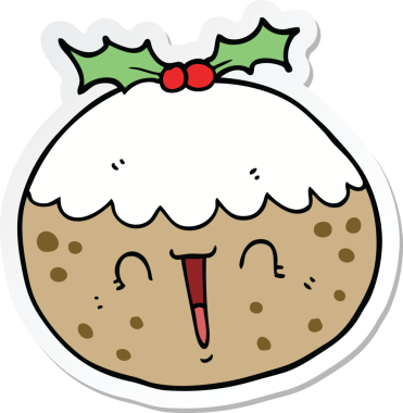 Bir insan tarafından çizilmiş şirin bir noel pudinginin çıkartması.