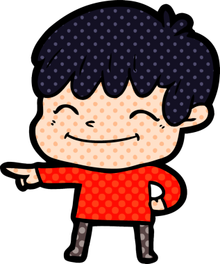 Bir insan tarafından çizilmiş mutlu çocuk çizgi filmi.