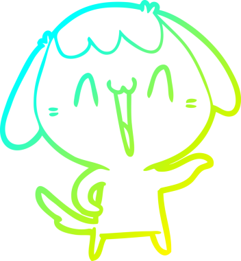 Bir insan tarafından çizilmiş şirin bir çizgi köpeğin soğuk gradyan çizgisi.