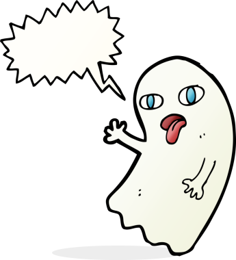 Bir insan tarafından çizilmiş komik bir çizgi film hayaleti.