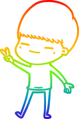 Gökkuşağı gradyan çizgi çizimi bir insan tarafından çizilmiş kendini beğenmiş bir çocuk.