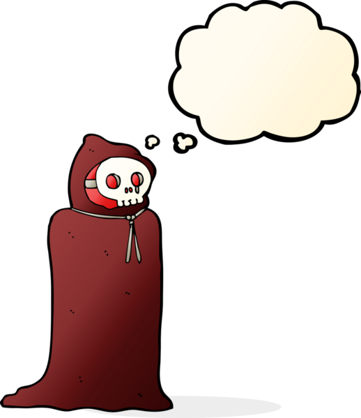 Bir insan tarafından çizilmiş düşünce baloncuklu tuhaf cadılar bayramı kostümü.