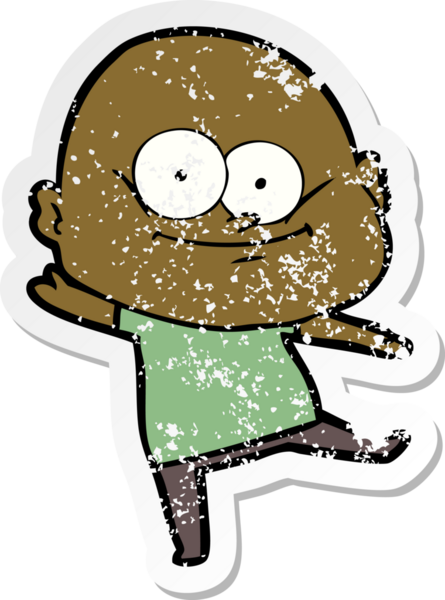 Bir insan tarafından çizilmiş kel bir adamın sıkıntılı çıkartması.