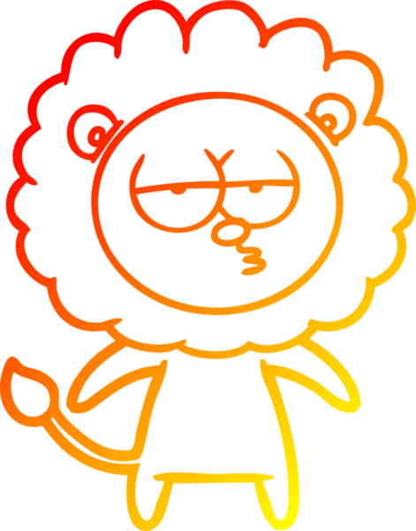 Bir insan tarafından çizilen ve canı sıkılan bir aslanın sıcak çizgi çizimi