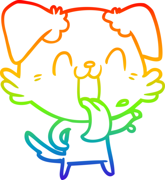 Gökkuşağı gradyan çizgi çizimi Bir insan tarafından çizilmiş nefes nefese bir köpek