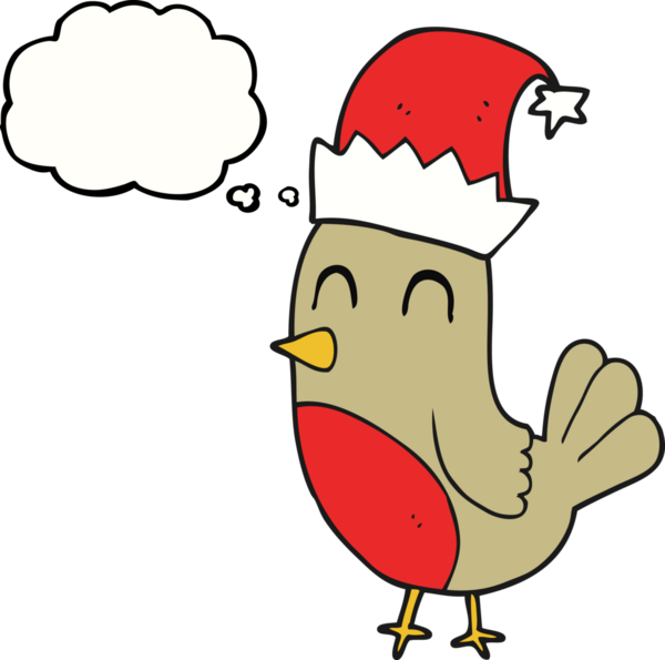 Bir insan tarafından çizilmiş serbest çizim balon karikatür noel robini.