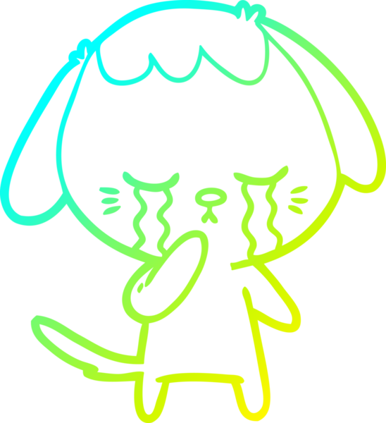 Bir insan tarafından çizilmiş ağlayan bir köpeğin soğuk gradyan çizimi