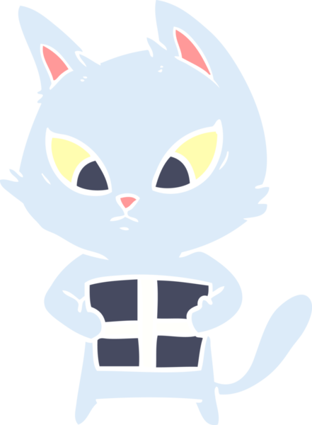 Bir insan tarafından çizilmiş düz renk çizgi film kedisi.