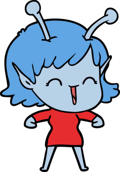 Bir insan tarafından çizilmiş uzaylı kız.