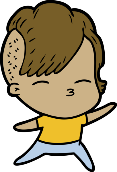 Bir insan tarafından çizilmiş şaşı çizgi film kızı.