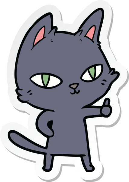 Bir insan tarafından çizilmiş çizgi film kedisinin çıkartması.