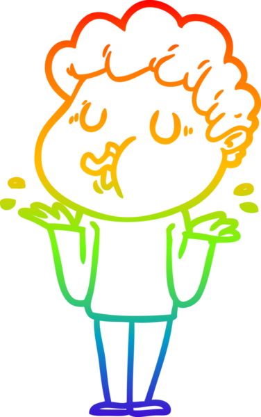 Gökkuşağı gradyan çizimi bir insan tarafından çizilmiş bir çizgi film karakteri.