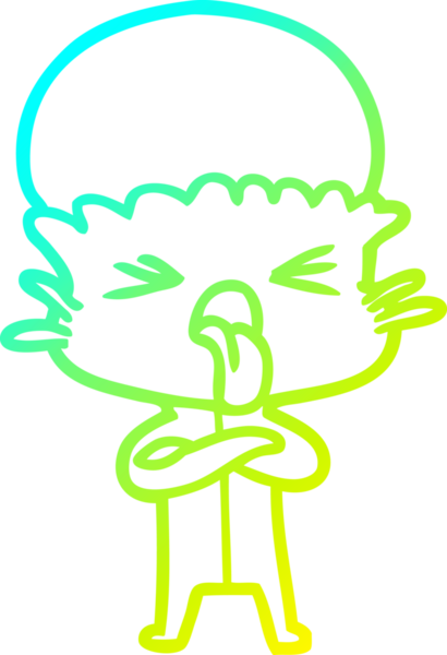 Bir insan tarafından çizilmiş iğrenç bir çizgi film uzaylısının soğuk gradyan çizimi