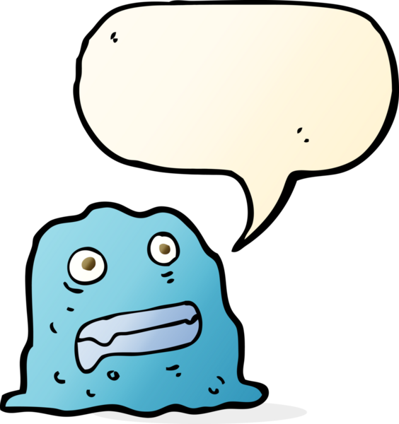 Bir insan tarafından çizilmiş baloncuklu çizgi film yaratığı.