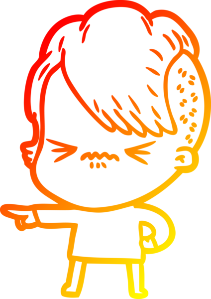 Bir insan tarafından çizilmiş, kızgın bir hipster kızın çizgi çizimi.