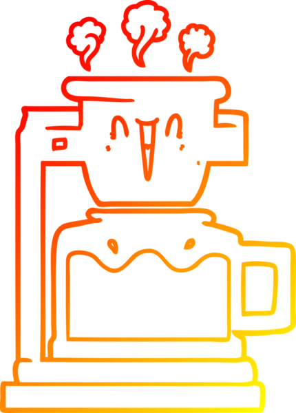 Bir insan tarafından çizilmiş sıcak kahve demliğinin sıcak gradyan çizgisi