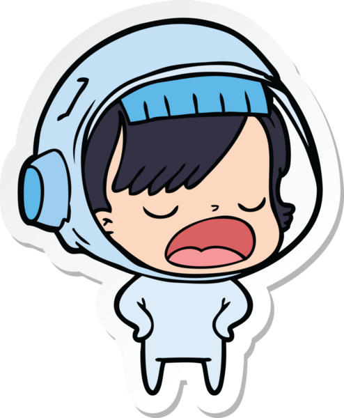 Bir insan tarafından çizilmiş astronot bir kadının çıkartması.