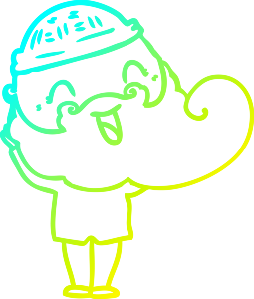 Bir insan tarafından çizilmiş mutlu sakallı bir adamın soğuk hava çizgisi.