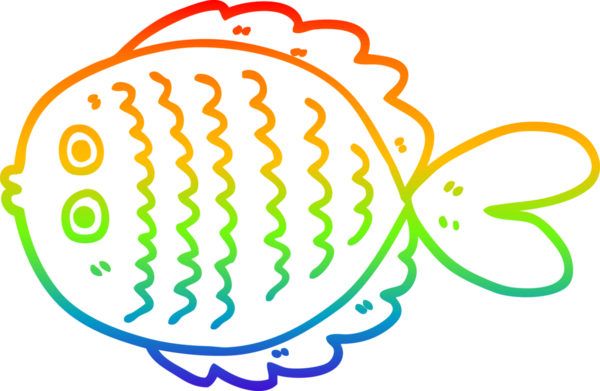 gökkuşağı gradyan çizgi çizimi bir insan tarafından çizilmiş düz balık