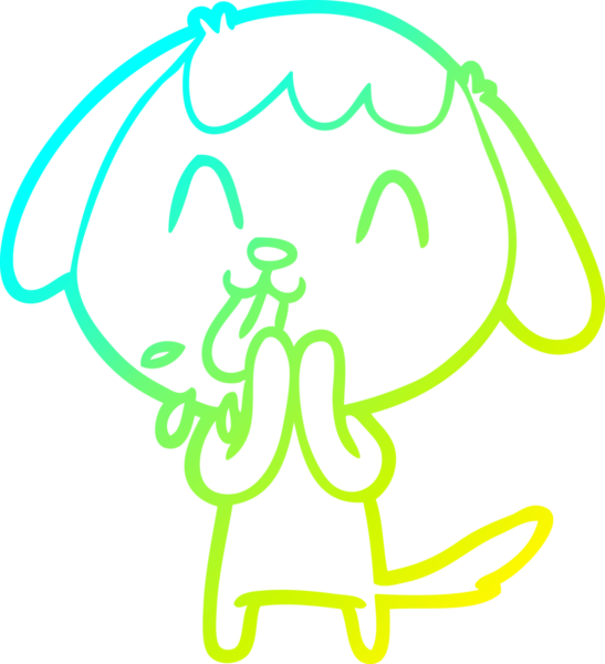 Bir insan tarafından çizilmiş şirin bir çizgi köpeğin soğuk gradyan çizgisi.