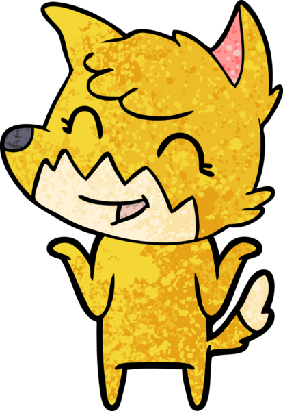 Bir insan tarafından çizilmiş mutlu çizgi film tilkisi.