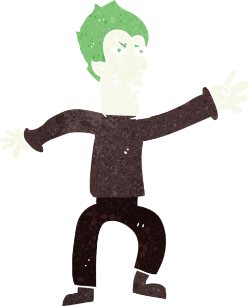 Bir insan tarafından çizilmiş vampir adam çizgi filmi.