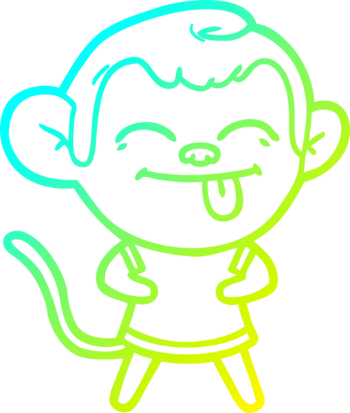 Bir insan tarafından çizilmiş komik bir çizgi maymunun soğuk eğim çizgisi.