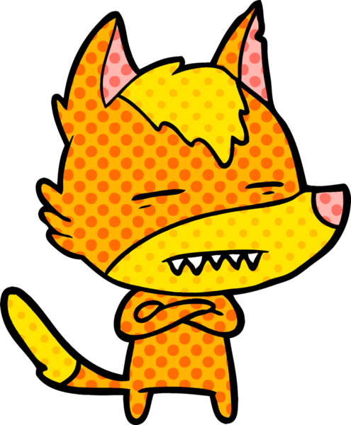 Bir insan tarafından çizilmiş tilki çizgi film karakteri