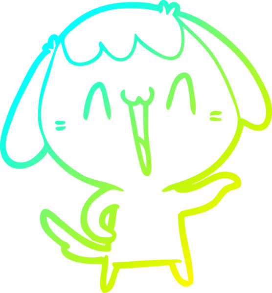 Bir insan tarafından çizilmiş şirin bir çizgi köpeğin soğuk gradyan çizgisi.