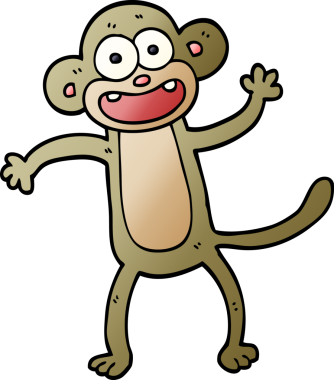 Bir insan tarafından çizilmiş çılgın maymun.