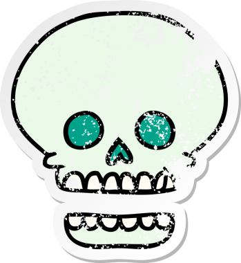 Bir insan tarafından çizilmiş bir kafatası karalaması.