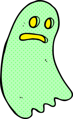 Bir insan tarafından çizilmiş çizgi film hayaleti.