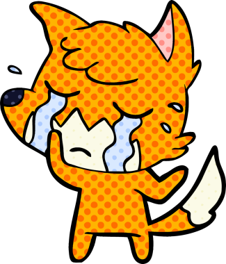 Bir insan tarafından çizilmiş ağlayan tilki çizgi filmi.