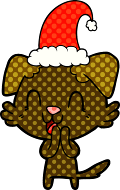 Bir insan tarafından çizilmiş gülen bir çizgi film Noel köpeği.