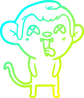 Bir insan tarafından çizilmiş çılgın bir çizgi film maymunu çizimi