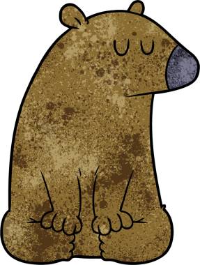 Bir insan tarafından çizilmiş çizgi film ayısı.