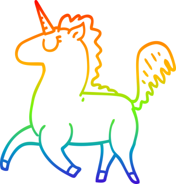 gökkuşağı gradyan çizgi çizimi bir insan tarafından çizilmiş tek boynuzlu at