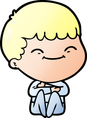 Bir insan tarafından çizilmiş gülümseyen çocuk.