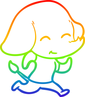 Gökkuşağı gradyan çizgisi bir insan tarafından çizilmiş şirin bir fil çizimi