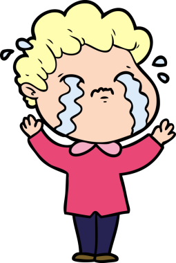 Bir insan tarafından çizilmiş ağlayan çizgi film adamı.