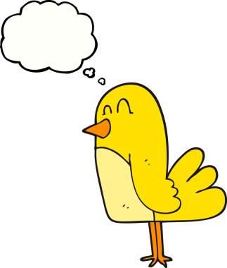 Bir insan tarafından çizilmiş serbest çizim balon karikatür kuşu.