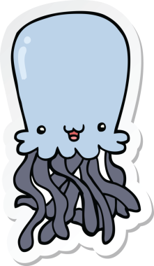 Bir insan tarafından çizilmiş ahtapotun çıkartması.