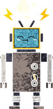 Bir insan tarafından çizilmiş bir robotun retro çizim tarzı karikatürü