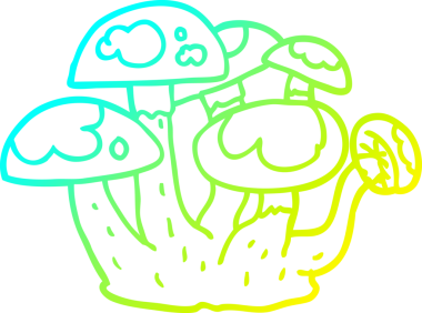 Bir insan tarafından çizilmiş mantarların soğuk gradyan çizgileri.