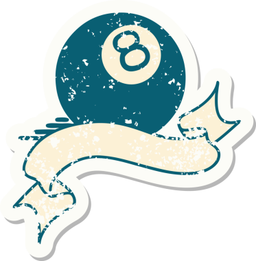 Bir insan tarafından çizilmiş 8 toplu eski bir etiket