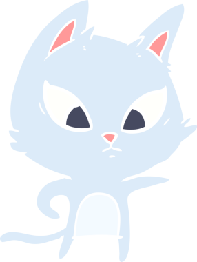 Bir insan tarafından çizilmiş düz renkli çizgi film kedisi.