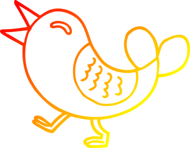 Bir insan tarafından çizilen kırmızı kuşun sıcak eğimli çizgi çizimi